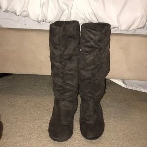 Grey tall boots